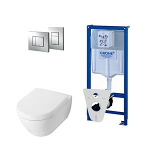 Villeroy & Boch Villeroy Boch Subway 2.0 DirectFlush Toiletset - softclose - grohe reservoir - bedieningsplaat - chroom 0720001/0729205/ga26028/SW729014/SW1182666