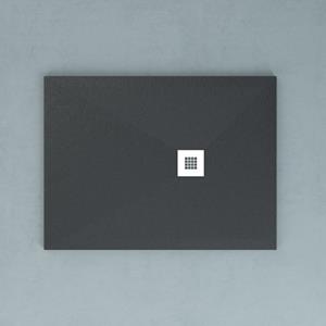 Doporro Duschwanne » Duschtasse flach aus Mineralguss Viereckig DIN-Anschlüsse für bodenebene Montage geeignet«, Rechteckig, Mineralguss