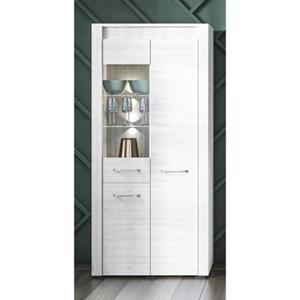 LOMADOX Vitrinenschrank ohne Beleuchtung CORDOBA-131 in Schnee Kiefer Nb., B/H/T: ca. 92/200/40 cm weiß
