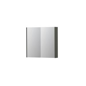 INK SPK2 Spiegelkast - 80x14x74cm - 2 deuren - dubbelzijdige Spiegel - schakelaar en stopcontact - MDF lak Mat beton groen 1105225