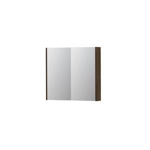 INK SPK2 Spiegelkast - 80x14x74cm - 2 deuren - dubbelzijdige Spiegel - schakelaar en stopcontact - MDF Fineer Chocolate 1105223