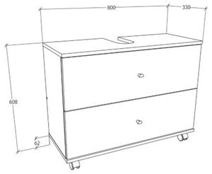 VCM Breit Badmöbel Badunterschrank Waschbeckenunterschrank Rollen Schublade Nilosi L braun