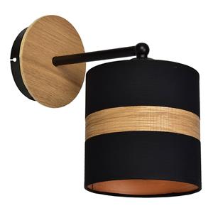 Eko-Light Wandlamp Terra van hout en textiel, zwart