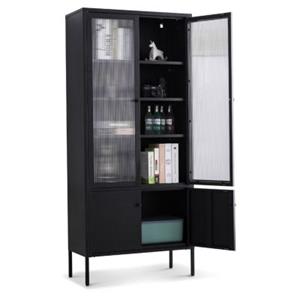 Coemo Vitrine Tokio aus Metall mit Glast&uuml;ren schwarz