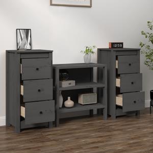 vidaXL Dressoirs 2 st 40x35x80 cm massief grenenhout grijs