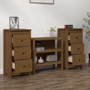 vidaXL Dressoirs 2 st 40x35x80 cm massief grenenhout honingbruin