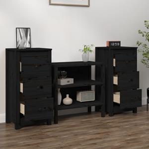 vidaXL Dressoirs 2 st 40x35x80 cm massief grenenhout zwart