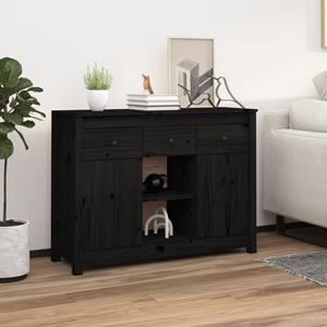 VidaXL Dressoir 100x35x74,5 Cm Massief Grenenhout Zwart