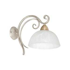 Luminex Wandlamp Flora, een glazen kap, wit/messing