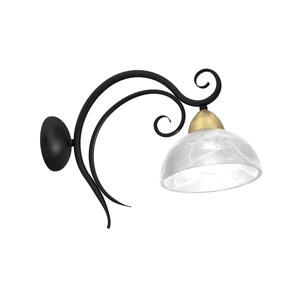 Luminex Wandlamp Flora, een glazen kap, zwart/messing