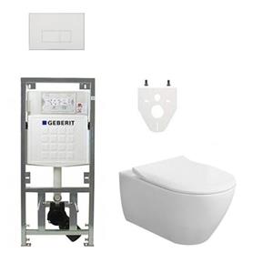 Villeroy & Boch Subway 2.0 DirectFlush CeramicPlus toiletset slimseat zitting met Geberit reservoir en bedieningsplaat met rechthoekige knoppen wit 0701131/SW706187/ga26033/ga91964/