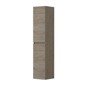 INK Badkamerkast - 35x37x169cm - 2 deuren - links en rechtsdraaiend - greeploos - houten keerlijst - MFC Greige eiken 1257409