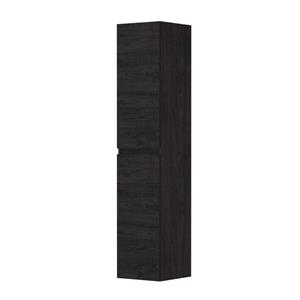 INK Badkamerkast - 35x37x169cm - 2 deuren - links en rechtsdraaiend - greeploos - houten keerlijst - MFC Houtskool eiken 1257408