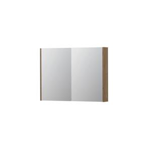 INK SPK2 Spiegelkast - 100x14x74cm - 2 deuren - dubbelzijdige Spiegel - schakelaar en stopcontact - MDF Fineer Ash grey 1105322