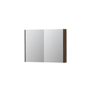 INK SPK2 Spiegelkast - 100x14x74cm - 2 deuren - dubbelzijdige Spiegel - schakelaar en stopcontact - MDF Fineer Chocolate 1105323