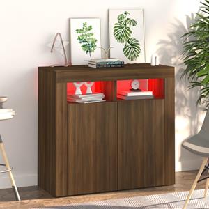 VidaXL Sideboard mit LED-Beleuchtung Braun Eichen-Optik 80x35x75 cm 