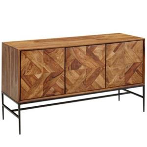 FineBuy Sideboard Sheesham 123 cm breit und 70 cm hoch braun