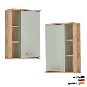 LOMADOX Badezimmer Wandschrank NANNING-66 in Riviera Eiche Nb. mit Salbei Nb., B/H/T: ca. 50,5/74,5/20,5 cm braun