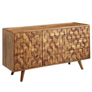 FineBuy Sideboard Sheesham 138 cm breit und 59 cm hoch braun