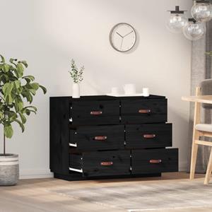 vidaXL Dressoir 100x40x75 cm massief grenenhout zwart