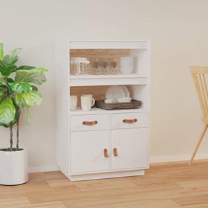 Hoge kast 67x40x108,5 cm massief grenenhout wit