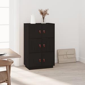 Hoge kast 67x40x108,5 cm massief grenenhout zwart