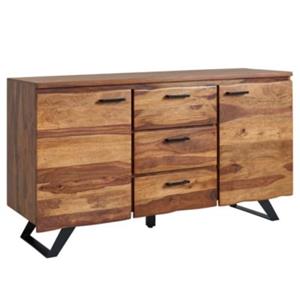 FineBuy Sideboard Sheesham 145 cm breit und 82 cm hoch braun