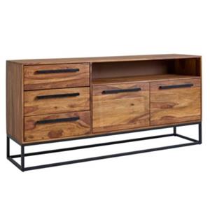 FineBuy Sideboard Sheesham 165 cm breit und 80 cm hoch braun