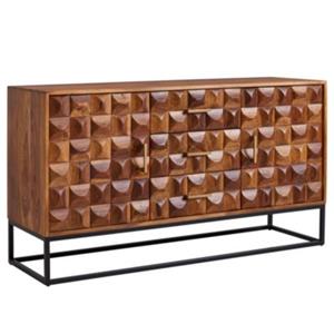 FineBuy Sideboard Sheesham 145 cm breit und 81 cm hoch braun
