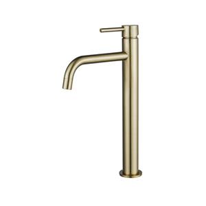 Fortifura Calvi Slim Wastafelkraan - 32cm - verhoogd - opbouw - Geborsteld Messing PVD (Goud) SW720546