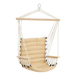 En.casa Hängesessel Bariloche max. 100 kg Hängestuhl Hängesitz mit Armlehnen Hängeschaukel Stab aus Massivholz in verschiedenen Farben beige