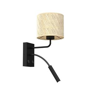 Luminex Wandlamp Jovin 1-lamp met spot, rotan kap