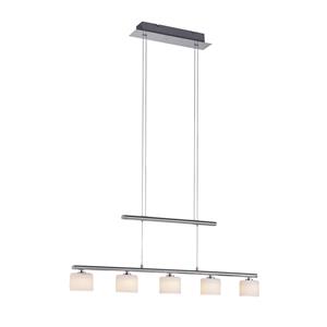 PAUL NEUHAUS LED hanglamp Hydra, 5-lamps, staalkleurig