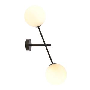 EMIBIG LIGHTING Wandlamp Lineair, zwart/opaal, 2-lamps