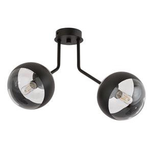Euluna Plafondlamp Nova, zwart/helder, 2-lamps