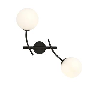 EMIBIG LIGHTING Wandlamp Hunter, zwart/opaal, 2-lamps