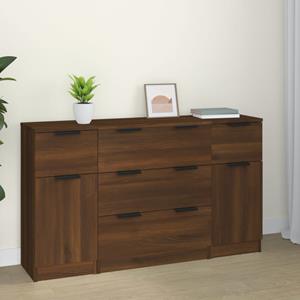 VidaXL 3-delige Dressoirset Bewerkt Hout Bruineiken