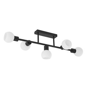 Lindby plafondlamp Biscala, 5flg., zwart/opaal