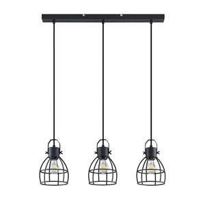 Lindby Flintos hanglamp, 3-lamps, zwart