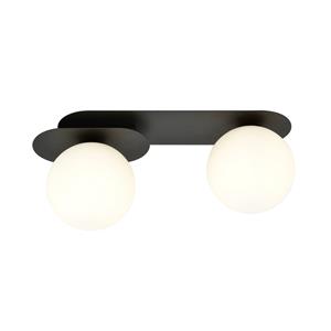 Euluna Plafondlamp Plaza, zwart/opaal, 2-lamps