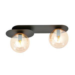 Euluna Plafondlamp Plaza, zwart/amber, 2-lamps