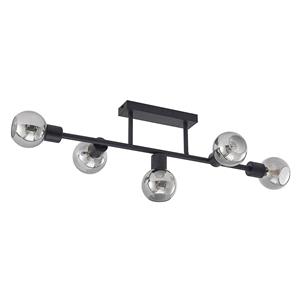 Lindby plafondlamp Biscala, 5-lamps, zwart/roker
