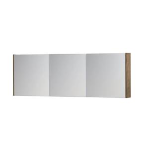 INK SPK1 Spiegelkast - 180x14x60cm - 3 deuren - dubbelzijdige Spiegel - schakelaar en stopcontact - MFC Naturel eiken 1110860