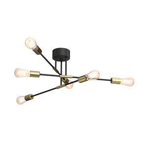 Luminex Plafondlamp Ilia, zwart/goud, 6-lamps