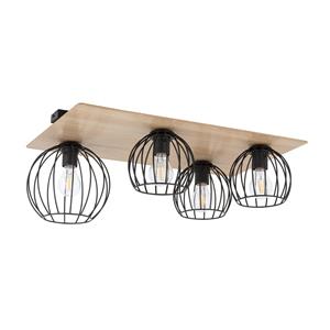 Euluna Plafondlamp Malin, houten kap hoekig, 4-lamps