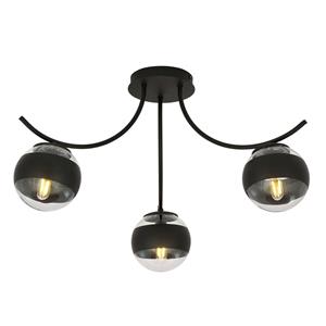 EMIBIG LIGHTING Plafondlamp Boston, zwart/helder, 3-lamps