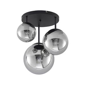Lindby Teeja plafondlamp, 3 glasbollen, rookgrijs