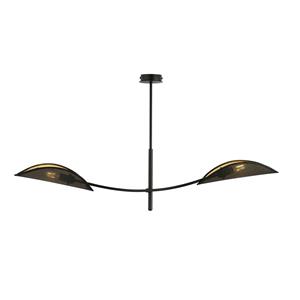 EMIBIG LIGHTING Plafondlamp Lotus, zwart/goud, 2-lamps