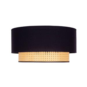 Euluna Plafondlamp Boho, rotan, textiel, zwart/beige