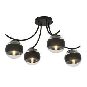Euluna Plafondlamp Boston, zwart/helder, 4-lamps
